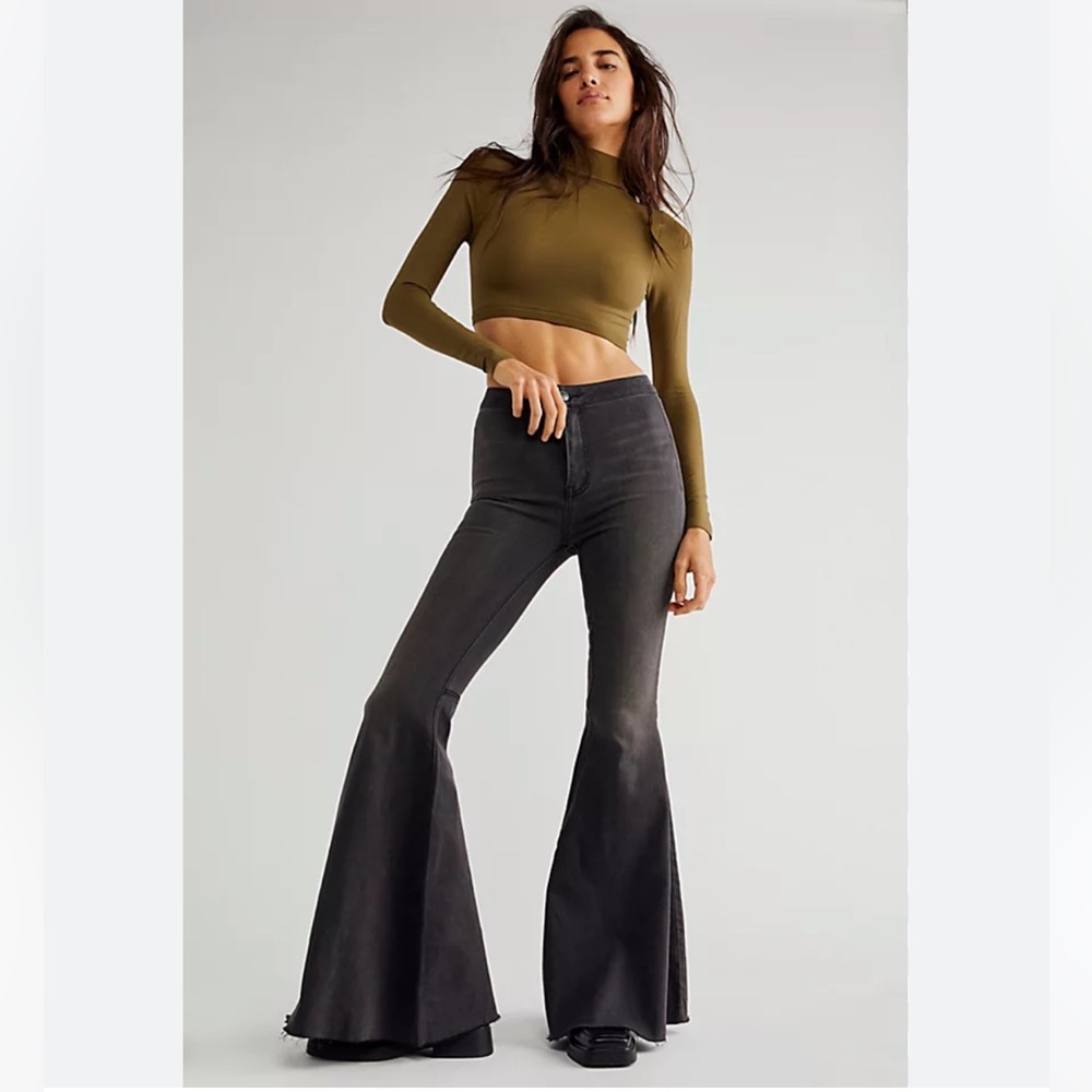 Free People Just Float On Flare Jeans 28 Color Smokestack
